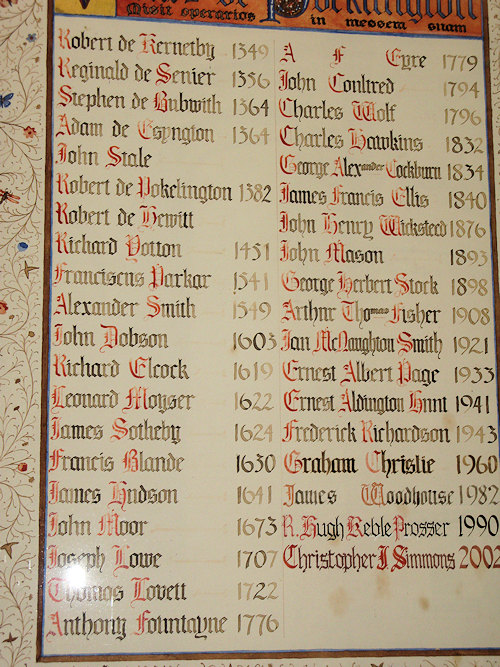 List of Pocklington Vicars
